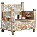 Деревянное кресло из массива манго с резьбой Vela Grey Mango Chair варинант исполнения - 1 | Loft Concept в Уфе