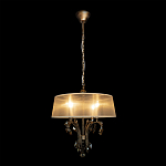 Люстра подвесная круглая с тканевым полупрозрачным абажуром и подвесками 4 лампы Gilded Elegance варинант исполнения - 1 | Loft Concept в Уфе