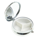 Таблетница карманная круглая с 3-мя отделениями с зеркалом и накладкой из натурального камня Апатит Желтый Silver Stone Pillboxes варинант исполнения - 2 | Loft Concept в Уфе