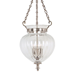 Подвесной светильник цвета никель с прозрачным ребристым стеклянным плафоном в классическом стиле Elstead Lighting варинант исполнения - 1 | Loft Concept в Уфе