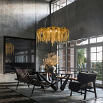 Люстра подвесная круглая с изогнутыми металлическими дугами и ниспадающими цепочками 65 см Atlantis Chain варинант исполнения - 9 | Loft Concept в Уфе