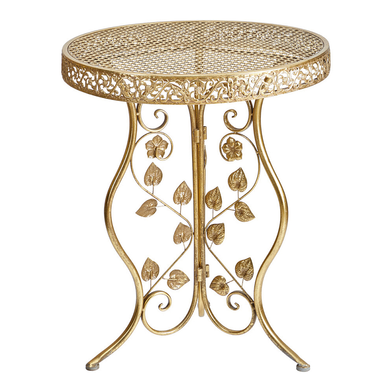 Столик приставной золотистый с орнаментом на столешнице Tanzania Золотой в Уфе | Loft Concept 