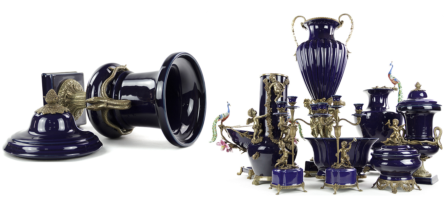 Ваза Selenia Blue Vase Bronze Serpents Ваза Selenia Blue Vase Bronze Serpents - Loft-Concept в Уфе