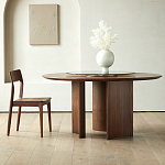 Стол обеденный круглый с двойной столешницей Walnut Wood Table варинант исполнения - 9 | Loft Concept в Уфе