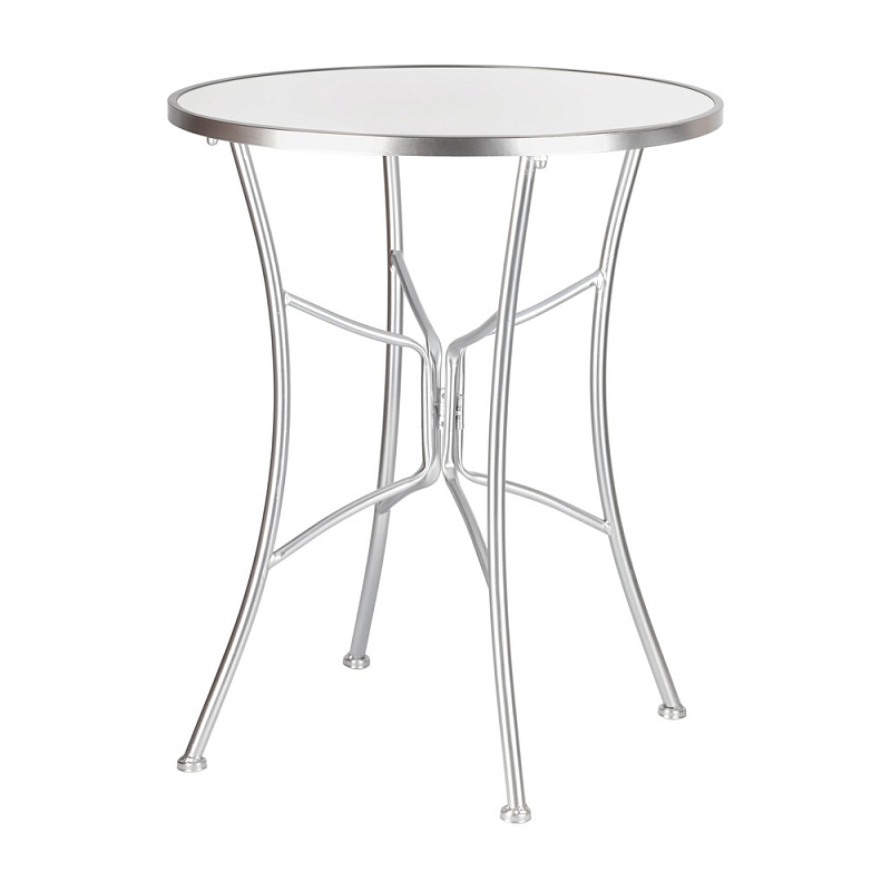 Столик приставной с круглой столешницей на серебристом основании Scenical Table Белый Серебристый в Уфе | Loft Concept 