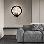 Светодиодное бра круглой формы с металлической рамой черного цвета Marble Glow варинант исполнения - 3 | Loft Concept в Уфе