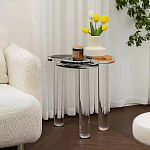 Дизайнерский журнальный стол с фигурной столешницей на 3-х прозрачных ножках Rahakif варинант исполнения - 4 | Loft Concept в Уфе