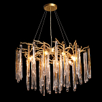 Люстра подвесная золотого цвета с разветвленными ветвями и прозрачными стеклянными подвесками Droplet Chandelier варинант исполнения - 3 | Loft Concept в Уфе