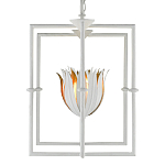 Люстра белая прямоугольная с абажурами в виде цветков тюльпана White Tulips варинант исполнения - 3 | Loft Concept в Уфе