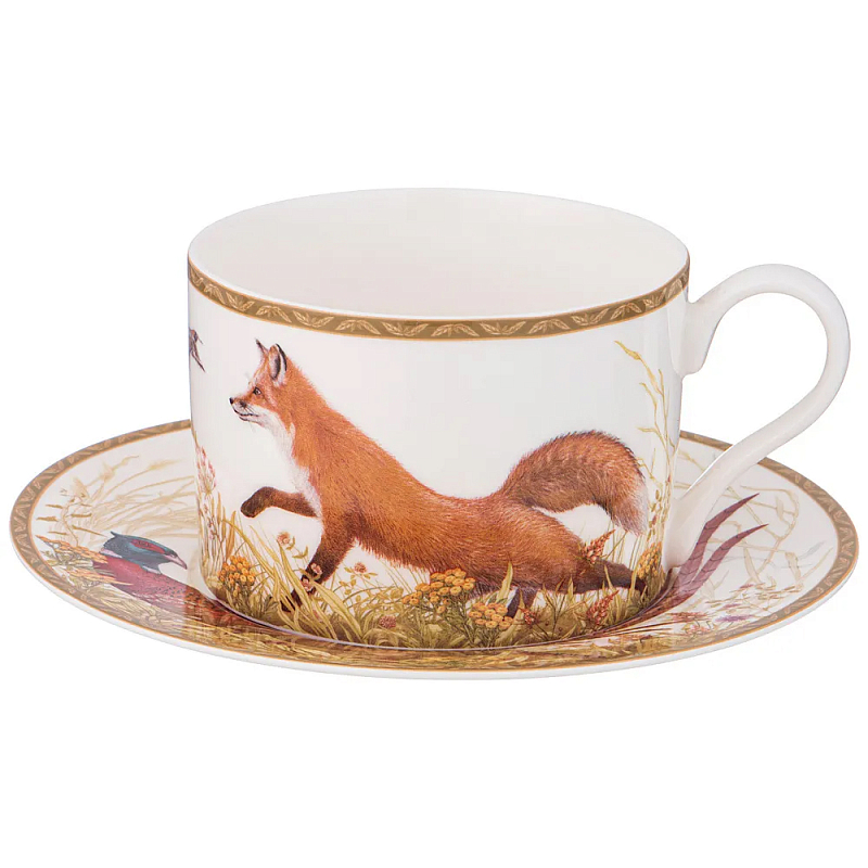 Чайная пара из фарфора 300 мл Hunting Porcelain Collection Белый Коричневый Мульти Чайная пара из фарфора 300 мл Hunting Porcelain Collection Белый Коричневый Мульти в Уфе | Loft Concept