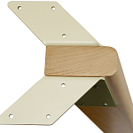 Обеденный стол с прямоугольной бежевой столешницей из стекла на 4-х деревянных ножках Beige Marble варинант исполнения - 5 | Loft Concept в Уфе