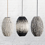 Подвесной светильник вертикальной овальной формы украшенный белыми круглыми бусинами Gradient Oval Pendant Lamp White варинант исполнения - 6 | Loft Concept в Уфе