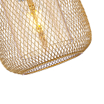 Подвесной светильник со стеклянным плафоном цилиндрической формы и металлической сеткой Metal Mesh Gold варинант исполнения - 4 | Loft Concept в Уфе