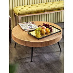 Журнальный столик с круглой фактурной столешницей из натурального дерева Vortex варинант исполнения - 6 | Loft Concept в Уфе