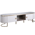 Тумба под телевизор белая овальная с мраморной столешницей Thoroughbass варинант исполнения - 1 | Loft Concept в Уфе