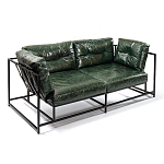 Диван Лофт Натуральная Винтажная кожа Зеленый Two Seat Encounter Leather Sofa варинант исполнения - 3 | Loft Concept в Уфе