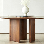 Стол обеденный круглый с двойной столешницей Walnut Wood Table варинант исполнения - 4 | Loft Concept в Уфе