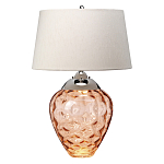 Настольная лампа с фактурным стеклянным основанием красного цвета с хромированной деталью у горловины и белым абажуром из искусственного шёлка Elstead Lighting варинант исполнения - 1 | Loft Concept в Уфе