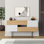 Комод c 2-мя белыми дверцами и 2-мя выдвижными ящиками цвета древесины EROS CONSOLE OAK WHITE варинант исполнения - 1 | Loft Concept в Уфе