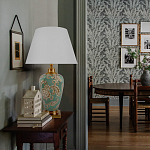 Настольная лампа бирюзовая с цветочным принтом Turquoise Flight варинант исполнения - 5 | Loft Concept в Уфе