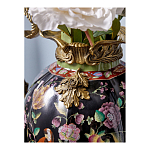 Ваза из фарфора черная с цветочной росписью и бронзовыми элементами Spring Garden варинант исполнения - 5 | Loft Concept в Уфе