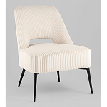 Кресло лаунж Бостон велюр рельефный молочный на черных ножках варинант исполнения - 1 | Loft Concept в Уфе