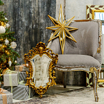 Зеркало настенное в ажурной раме золотого цвета с эффектом старины Classic Ornament Mirror варинант исполнения - 2 | Loft Concept в Уфе