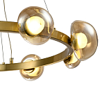 Люстра подвесная светодиодная с 9-ю круглыми плафонами коньячного цвета Iona Chandelier Brass  варинант исполнения - 3 | Loft Concept в Уфе