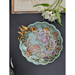 Блюдо из голубого фарфора с бронзовой птичкой Blue Garden варинант исполнения - 5 | Loft Concept в Уфе