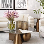 Дизайнерский журнальный стол с круглой столешницей на 3-х геометрических ножках Lehumod варинант исполнения - 3 | Loft Concept в Уфе