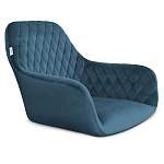 Барный стул со спинкой и подлокотниками на 4-х деревянных ножках Douglas Rhombus Синий Велюр варинант исполнения - 2 | Loft Concept в Уфе