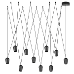 Подвесной светильник черными плафонами на длинных пересекающихся тросах Construction варинант исполнения - 7 | Loft Concept в Уфе