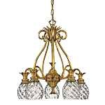 Люстра цвета латунь с 5-ю плафонами из рельефного стекла в форме ананаса Hinkley варинант исполнения - 1 | Loft Concept в Уфе