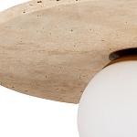 Потолочный светильник из травертина с плафоном из белого матового стекла Marble Glow варинант исполнения - 1 | Loft Concept в Уфе