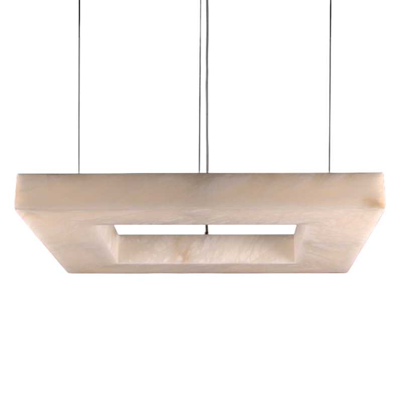 Люстра с квадратным каменным плафоном Calcite Square Light Латунь Белый в Уфе | Loft Concept 