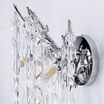 Бра цвета хром с ветвями и прозрачными стеклянными подвесками в виде вытянутых спиральных капель Droplet Chandelier варинант исполнения - 6 | Loft Concept в Уфе