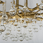 Потолочная люстра в виде ветвей деревьев золотого цвета с прозрачными подвесками-каплями Droplet Chandelier варинант исполнения - 5 | Loft Concept в Уфе