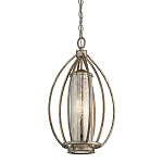 Подвесной светильник овальной формы с цилиндрическим плафоном в цвете сусальное серебро Kichler варинант исполнения - 1 | Loft Concept в Уфе