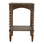 Приставной столик деревянный с резными ножками и нижней полкой Vintage Side Table Brown Wood варинант исполнения - 3 | Loft Concept в Уфе