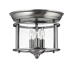 Потолочный светильник в форме фонаря с прозрачным цилиндрическим плафоном и тремя лампами в форме свечей Hinkley варинант исполнения - 1 | Loft Concept в Уфе