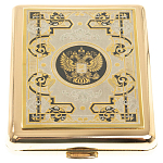 Портсигар на 20 сигарет с гравюрой Герба РФ в подарочной коробке Metal Cigarettes Cases варинант исполнения - 1 | Loft Concept в Уфе