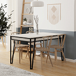 Стол обеденный с прямоугольной столешницей пыльного белого цвета на 4-х металлических ножках PAL ANCIENT WHITE варинант исполнения - 3 | Loft Concept в Уфе