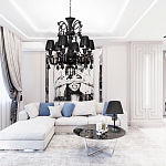 Люстра подвесная с плиссированными абажурами и множеством подвесок черного цвета Диаметр 62 см Lustre Reverie варинант исполнения - 4 | Loft Concept в Уфе