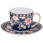 Чайный сервиз из фарфора синий на 6 персон 14 предметов Flower Porcelain Collection варинант исполнения - 2 | Loft Concept в Уфе