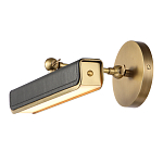 Светильник для картин цвет винтажная латунь с прямоугольным плафоном из кожи черного цвета Alora варинант исполнения - 4 | Loft Concept в Уфе