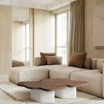 Дизайнерский журнальный стол с фигурной столешницей на белом основании Holarisex варинант исполнения - 1 | Loft Concept в Уфе