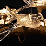 Люстра подвесная с прозрачными стеклянными птичками на ветвях Диаметр 80 см Serip Voa варинант исполнения - 10 | Loft Concept в Уфе