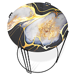 Стол журнальный круглый со столешницей из стекла Gold and Black Marble варинант исполнения - 2 | Loft Concept в Уфе