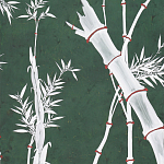 Обои ручная роспись Bamboo Argent on Edo Green painted silk варинант исполнения - 2 | Loft Concept в Уфе