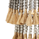 Подвесной светильник двухъярусный с декором из круглых деревянных бусин с кисточками Gray Brown Wooden Beads Chandelier варинант исполнения - 1 | Loft Concept в Уфе